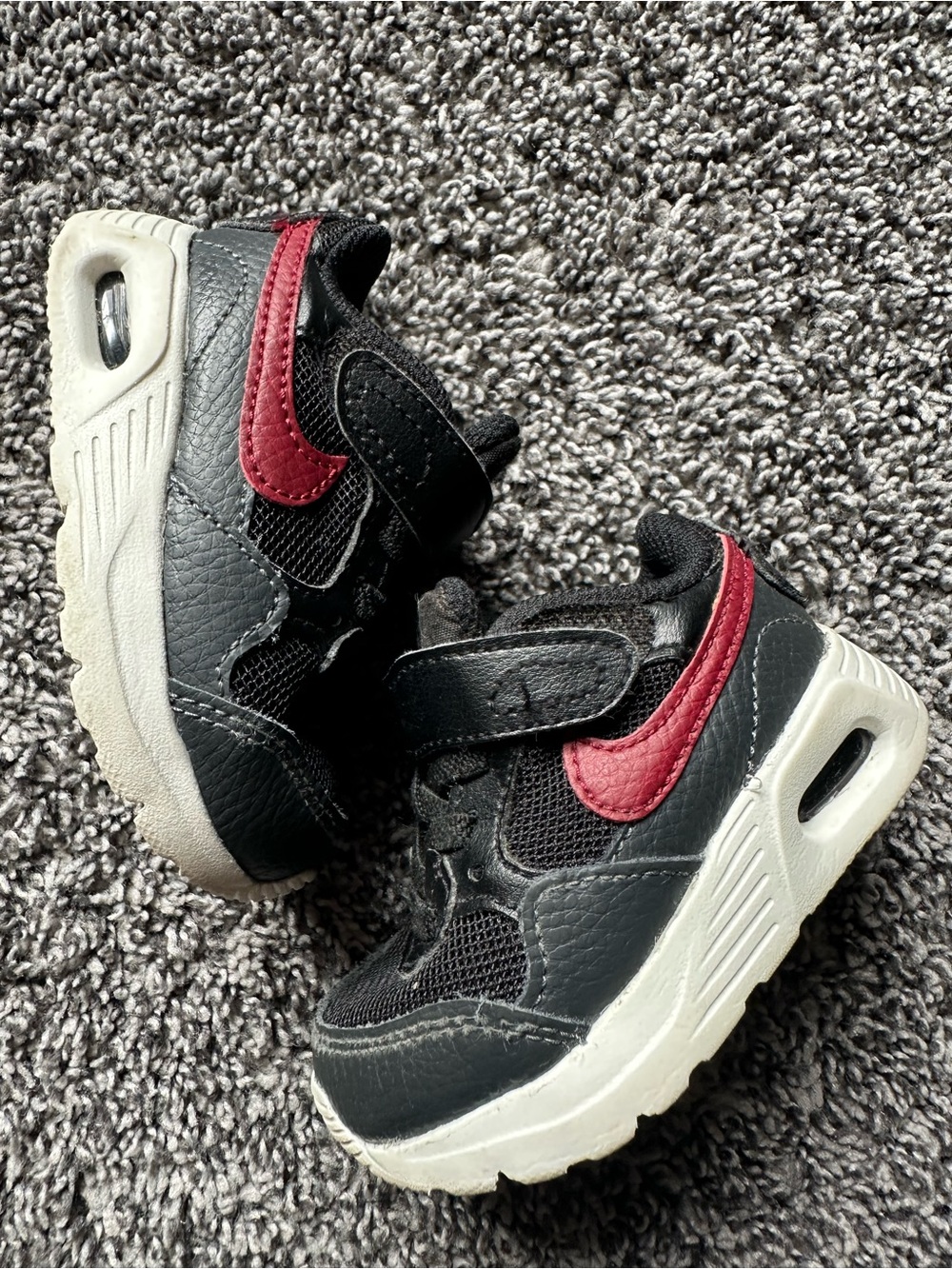 Nike Infant Baby Air Max SC Black Dark Red Easy On Size 3.5